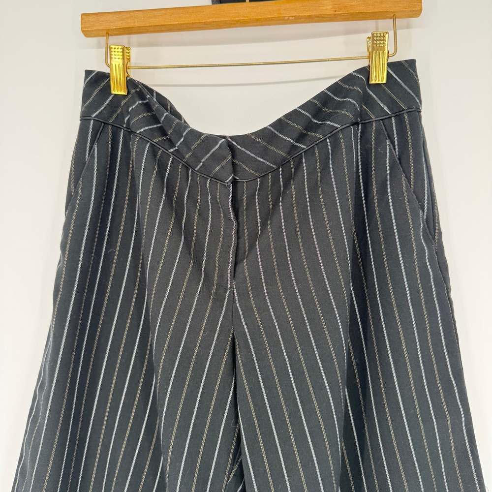 Y2K Speechless Gaucho Pants Womens 13 Black Pinstripe Wide Leg Officecore Goth